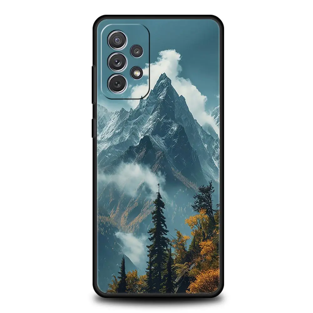 Funda de teléfono con paisaje de picos de montaña para Samsung A51 A71 A21S A17 A11 A15 A25 A23 A33 A53 A73 A07 A03S A05S A13 A35 A55 5G - imagen 3