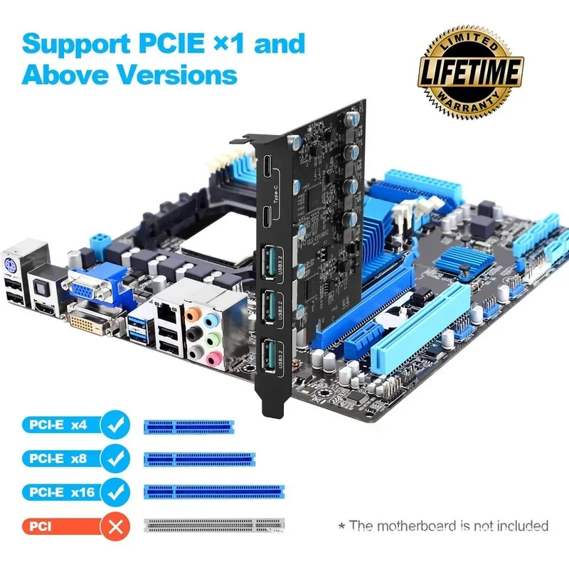 Tarjeta PCIe USB 3.2 Gen 2 – 20Gbps 5 Puertos (3x USB-A + 2x USB-C) - imagen 3