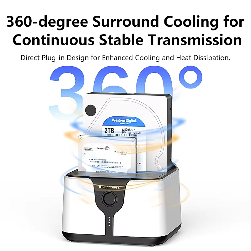 Estación de acoplamiento HDD de doble bahía SATA a USB 3,0, caja clonada HDD para SSD de 2,5/3,5 pulgadas, adaptador de disco duro para ordenador portátil - imagen 4