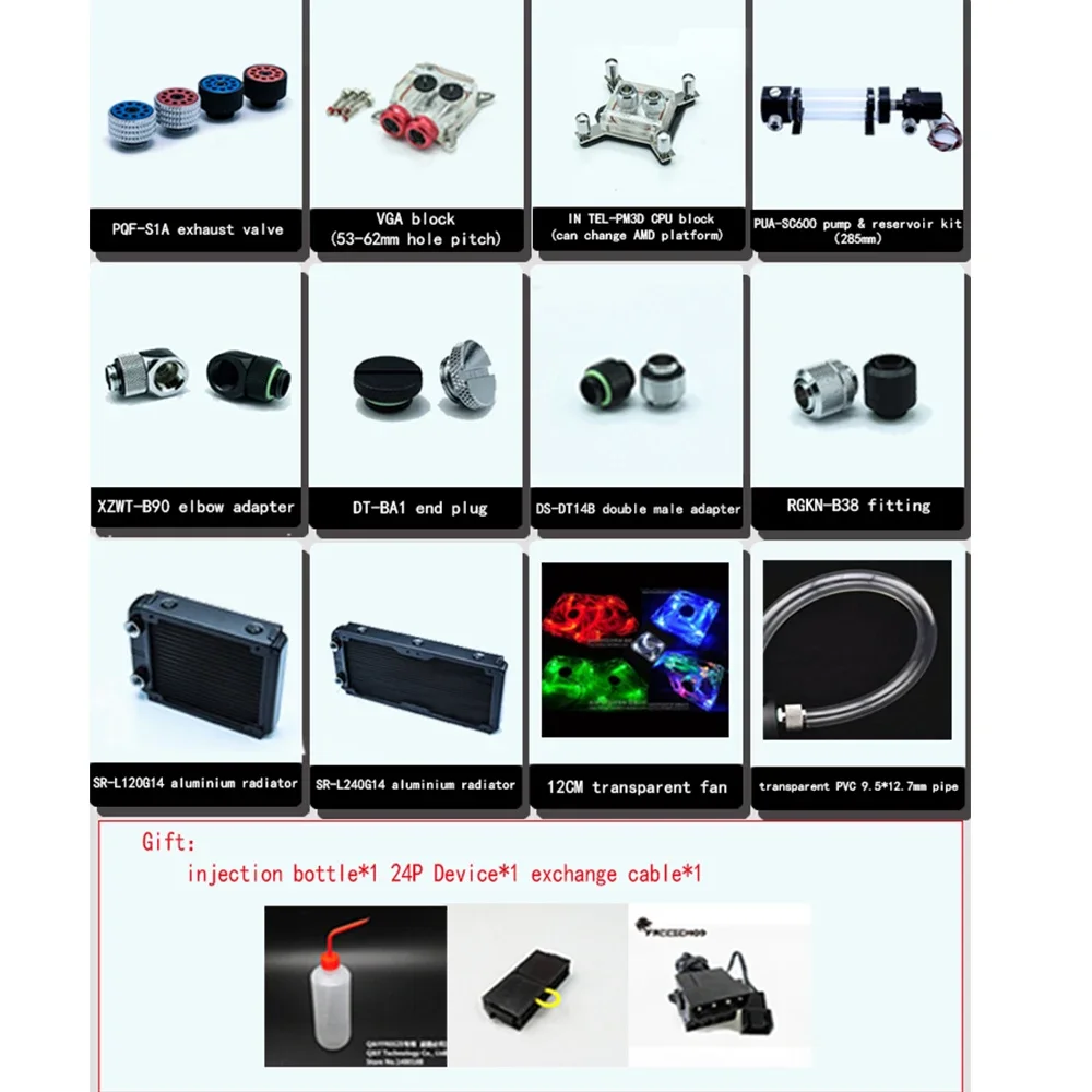 FREEZEMOD-Kit de tubo blando para enfriador de agua, juego de tubos de manguera de 120mm, 240mm, 360mm, radiador de refrigeración por agua, ventilador MOD RGB, paquete de bloque de CPU Simple - imagen 5