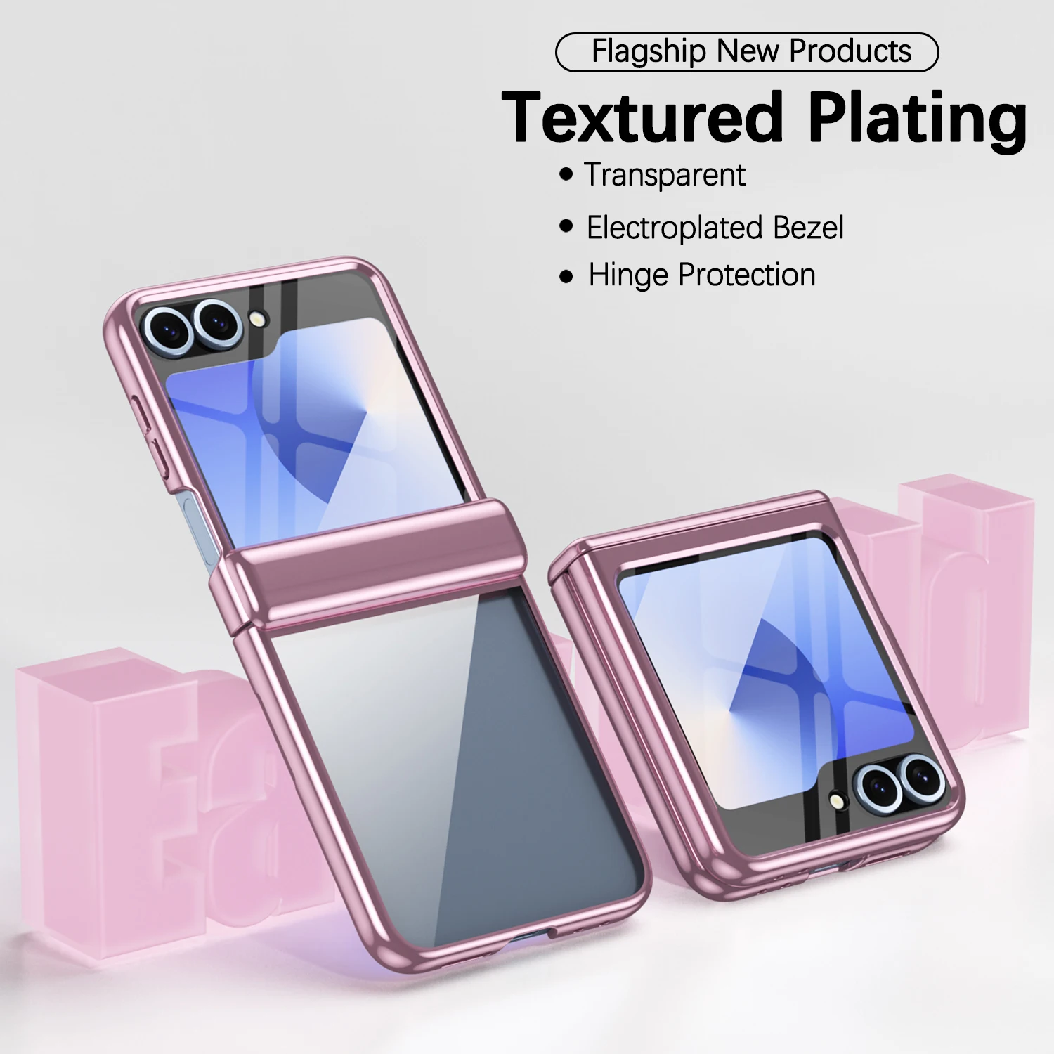 Funda de teléfono transparente con bisagra chapada de lujo para Samsung Galaxy Z Flip 6 5 4 3 5G, funda trasera transparente a prueba de golpes para Galaxy Z Flip 6 - imagen 2