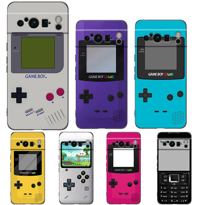 Gameboy Boy Game Funda de teléfono para Google Pixel 8 7 6 Pro 6A 7A 5G silicona suave a prueba de golpes TPU cubierta negra TPU Fundas