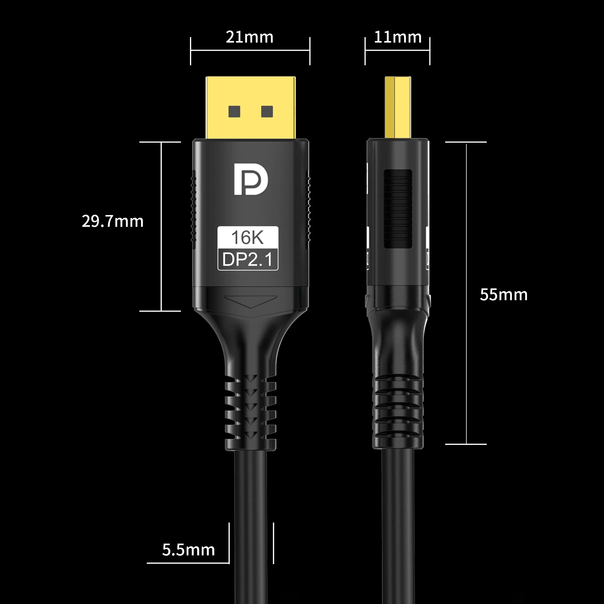 Cable DisplayPort 16K 2,1, 8K DP 2,1 DP, Cable de vídeo de 80gbps DP a DP 16K @ 30Hz 8K @ 60Hz 120Hz 4K para cajas HDTV, monitores de juegos Gr - imagen 4