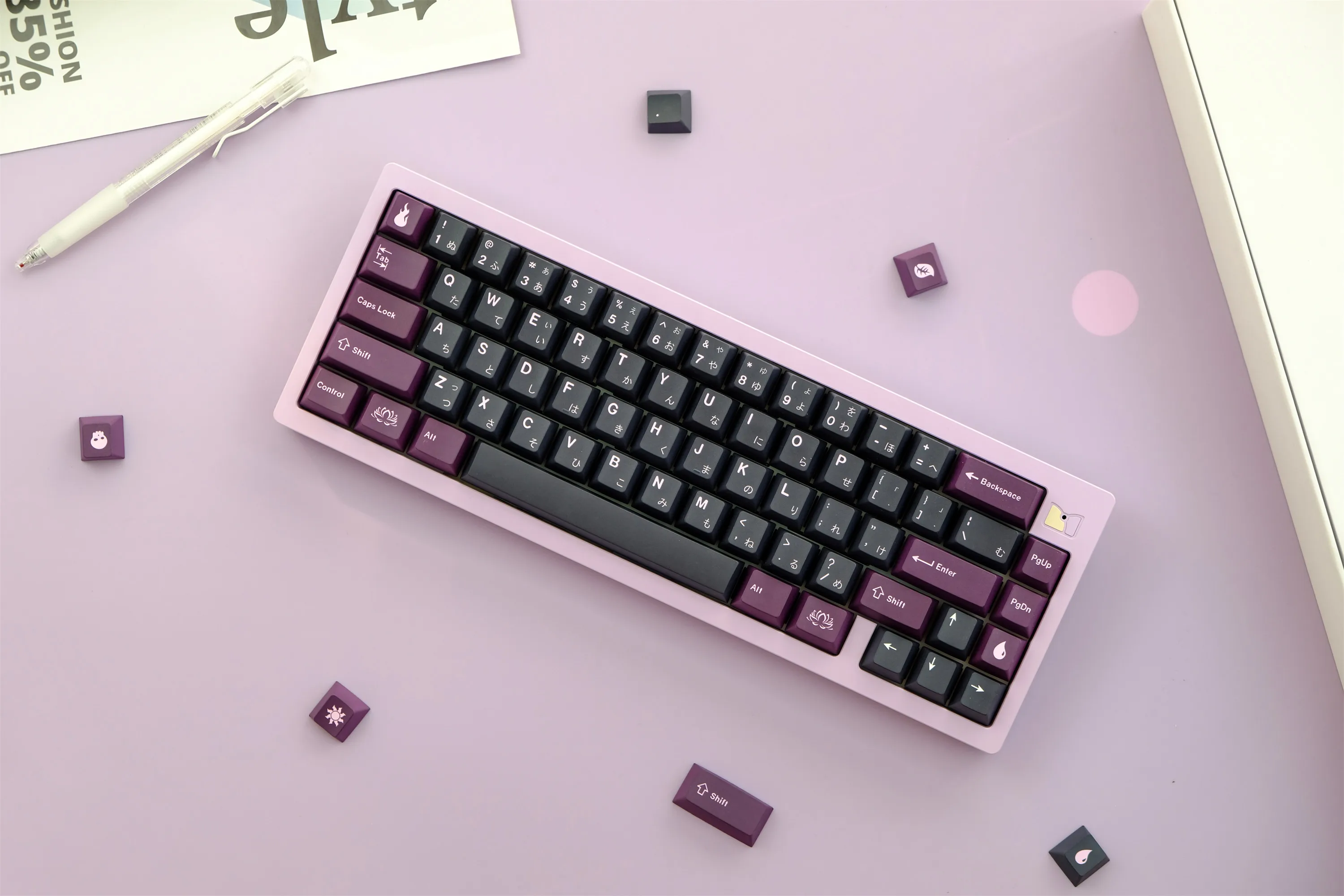 GMK-tecla negra lotus, teclas PBT de 129 teclas, perfil de cereza, DYE-SUB, personalizadas, para teclado mecánico - imagen 2