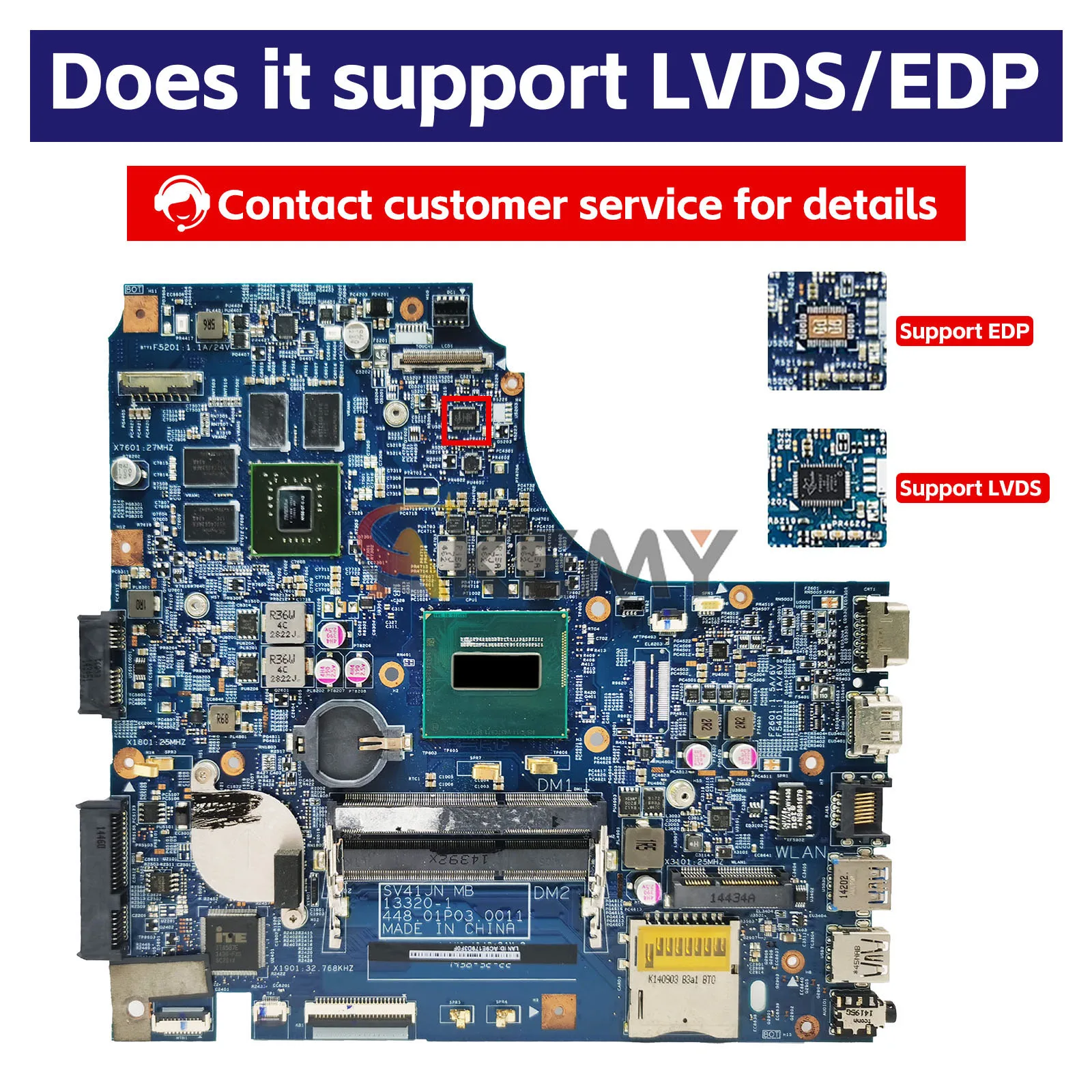 Placa base para ordenador portátil X450JN para ASUS VivoBook X450JN X450JF X450J SV41J A450J K450J X450JB placa base para portátil con CPU i3 i5 i7 - imagen 2