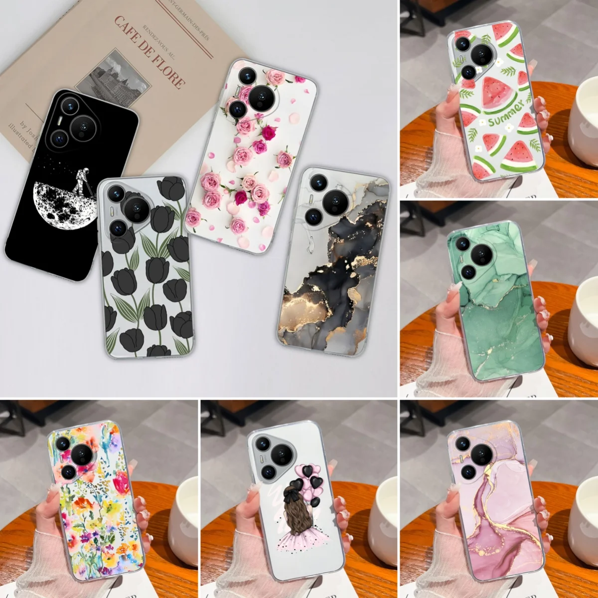 Funda de teléfono transparente para Huawei Pura 70 Pro, cubierta trasera Ultra suave de silicona anticaída, Color degradado, para Pura70 70Pro 70