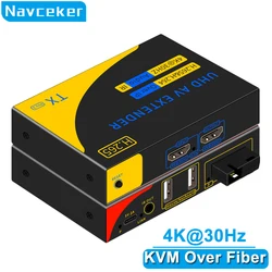 Extensor KVM HDMI 4K por fibra óptica USB, hasta 20 km
