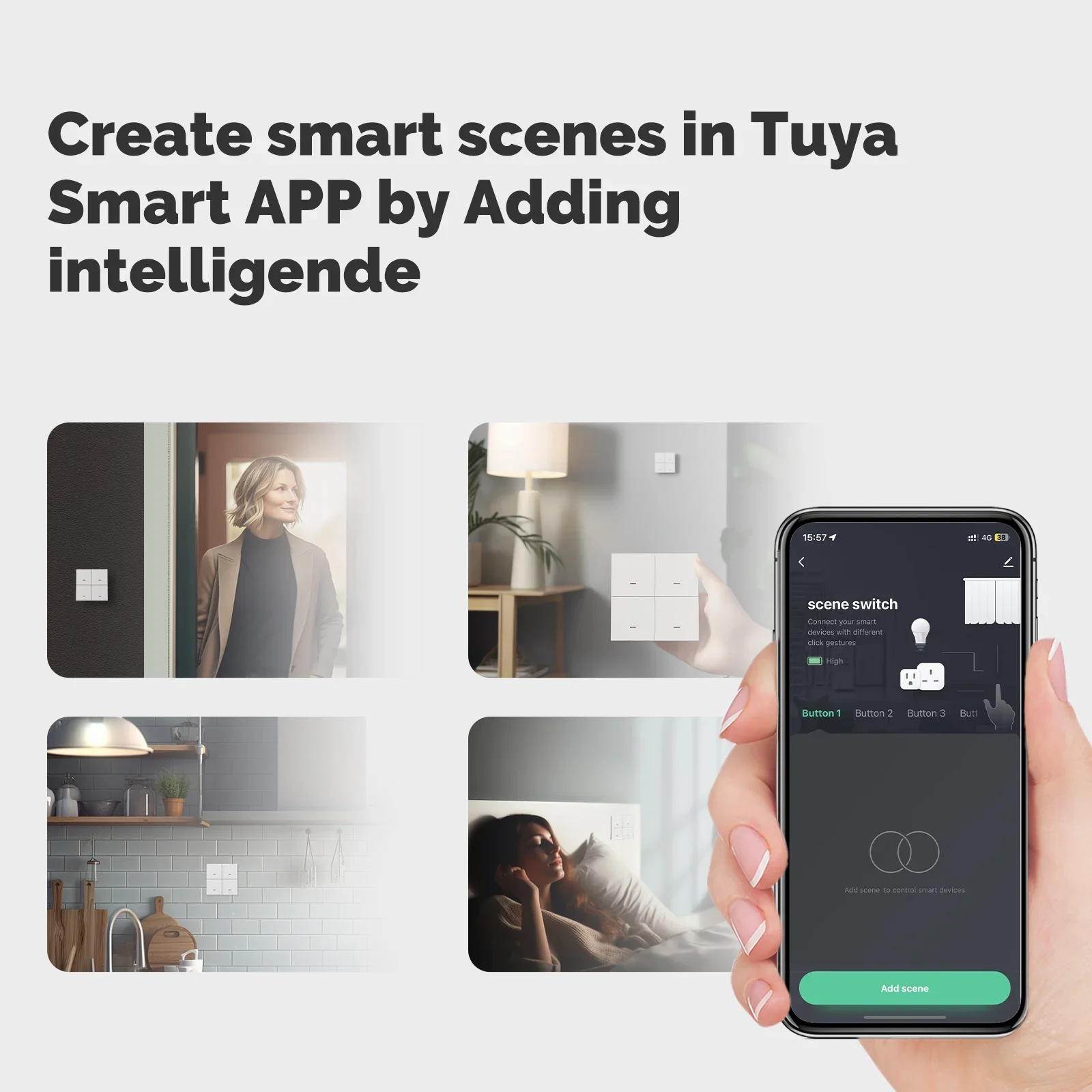 MOES ZigBee-interruptor de escena inalámbrico de 4 entradas, botón pulsador, mando a distancia, alimentado por batería, aplicación Tuya Smart Life - imagen 3
