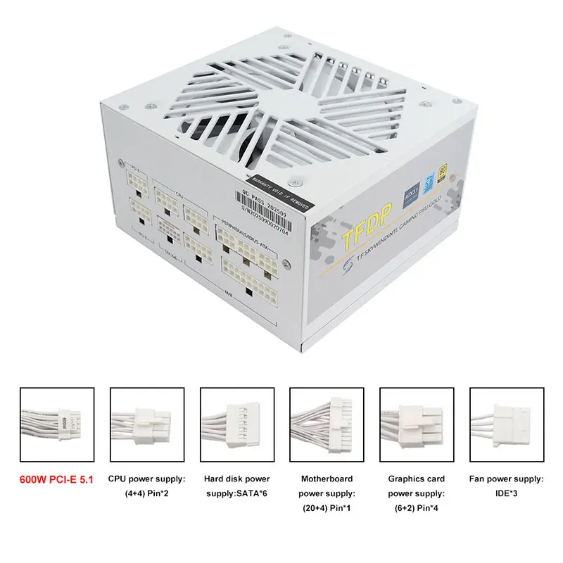 Fuente de alimentación Modular completa blanca 750w 850w 1000W 1200W Watt PCIE 5,0 ATX 3,0 80Plus Gold para ordenador de juegos - imagen 4