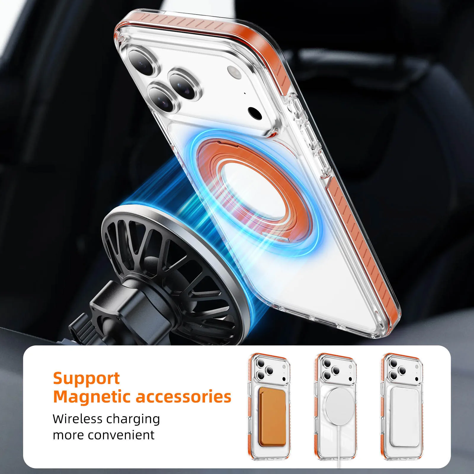 Funda de teléfono magnética transparente a rayas de Color con sensación de piel para iPhone 17 Pro Max 16 Plus 15 14 13 12 11 a prueba de golpes para funda Magsafe - imagen 4