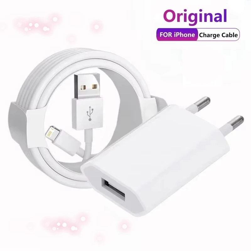 Cargador de pared USB Original de la UE, datos USB para iPhone 14, 13, 12, 11, 10 Pro Mini 8 Plus XR X XS SE, Cable de datos de carga