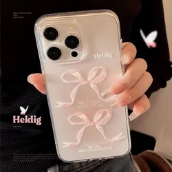 Funda Transparente iPhone con Lazo Rosa – Protección Golpes