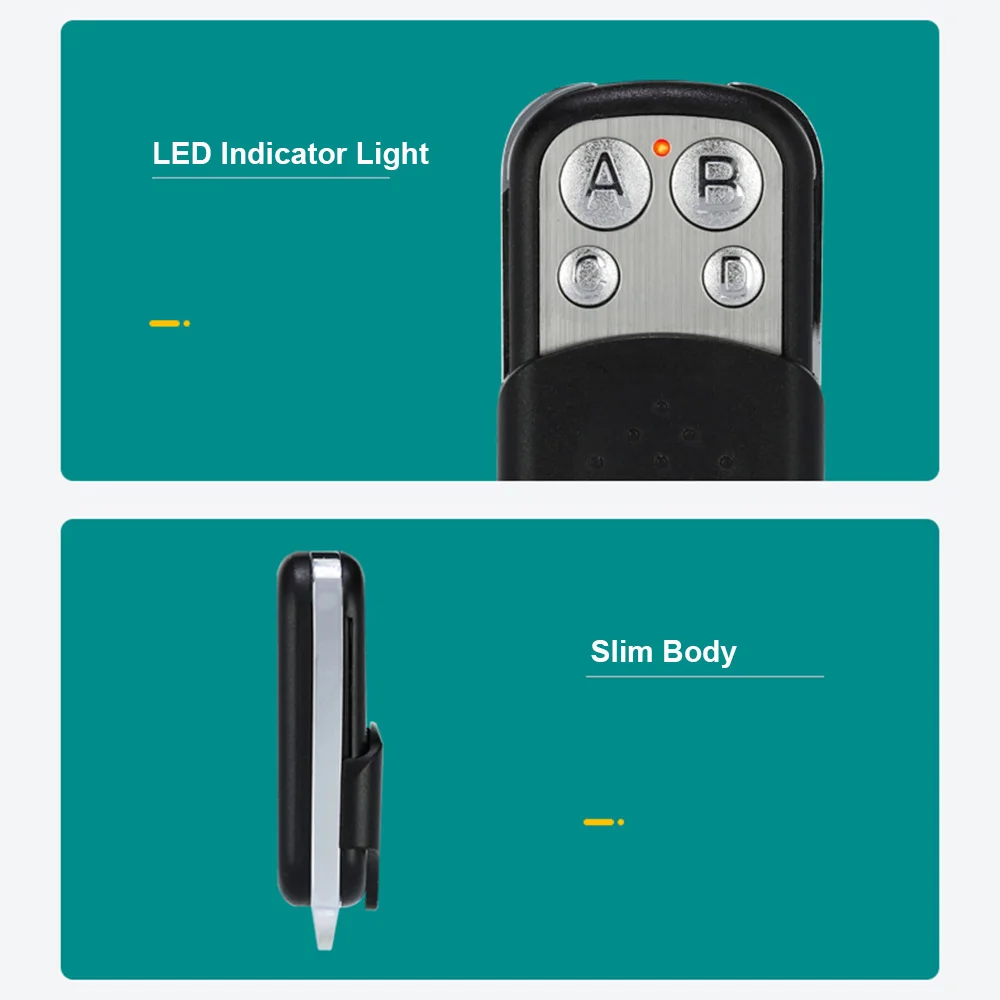 ABCD Wireless RF Remote Control 433 MHz with battery key chain for Electric Gate Garage Door Remote Control Key Fob Controller - imagen 5