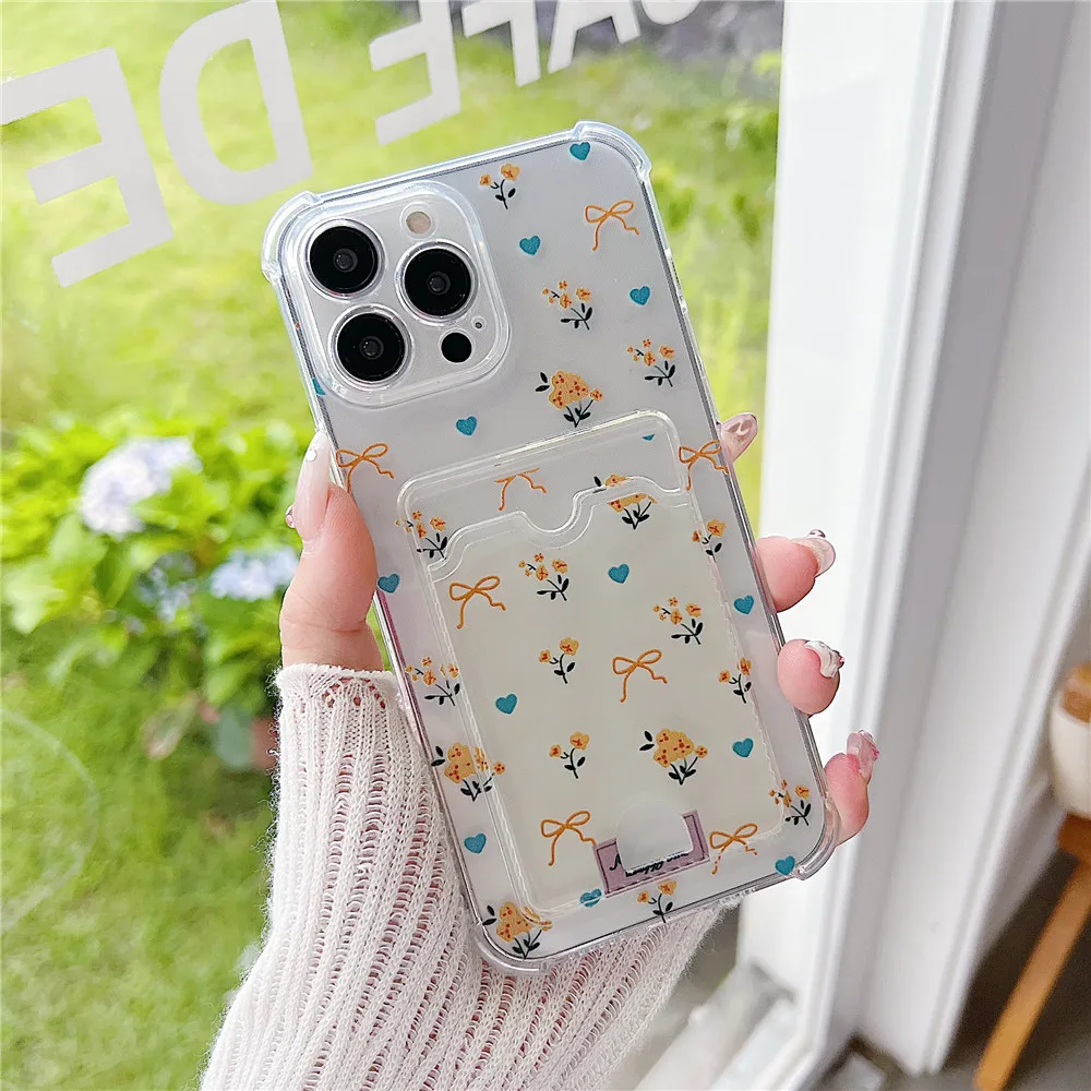 Funda de teléfono con soporte para bolsa con ranura para tarjetas, funda suave transparente con bonito lazo para Samsung A52 A32 A51 A50 A22 A12 A21S A72 A71 A70 A20 A30 A31 A11 - imagen 5
