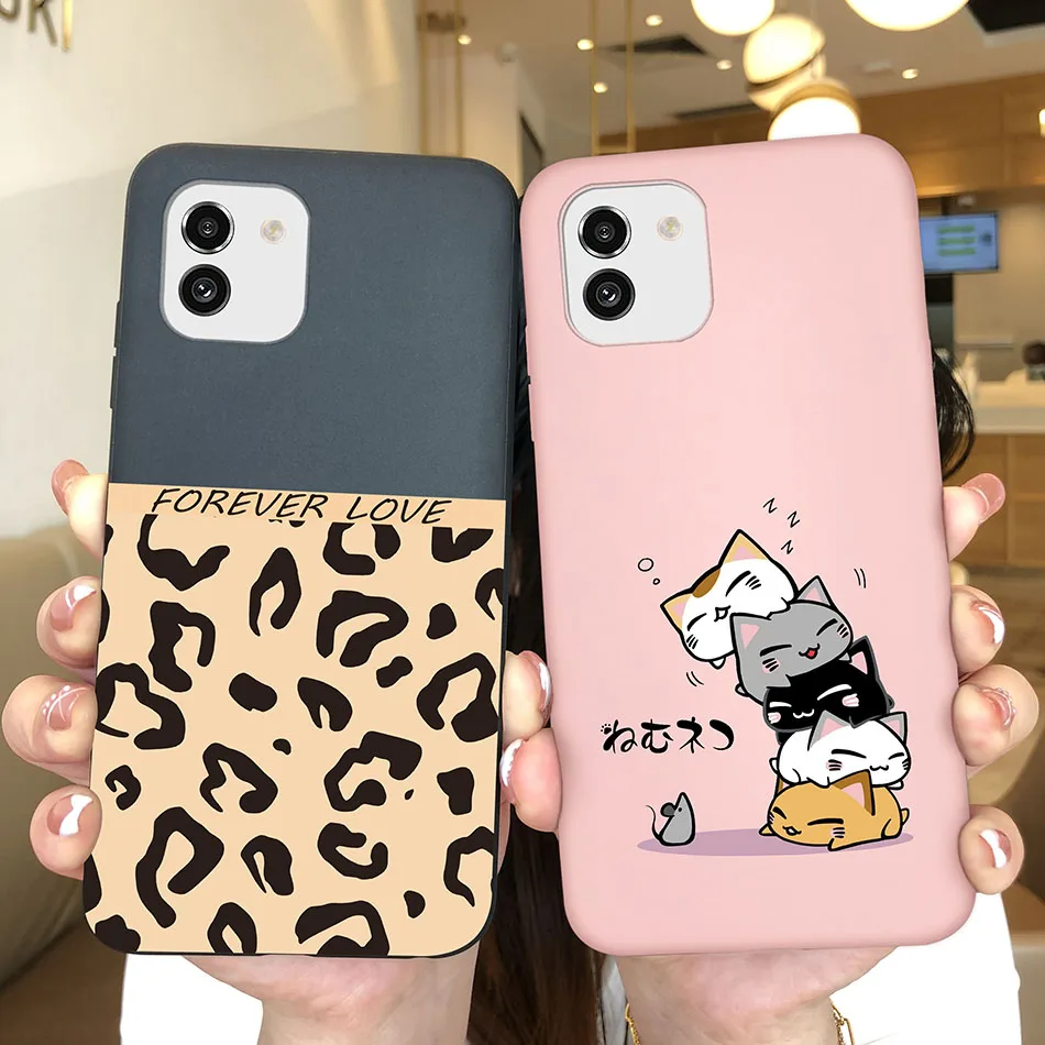 Funda trasera de silicona suave para Samsung Galaxy A03, carcasa con cara sonriente, bolsas de teléfono de moda, dimensiones 164 - imagen 3