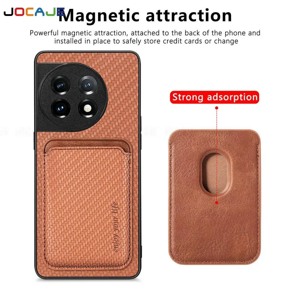 Funda magnética con tarjetero para Oneplus 12 11 10T Nord CE 3 Lite CE3 2 N30 N20, Funda de cuero con carga inalámbrica Magsafe - imagen 2
