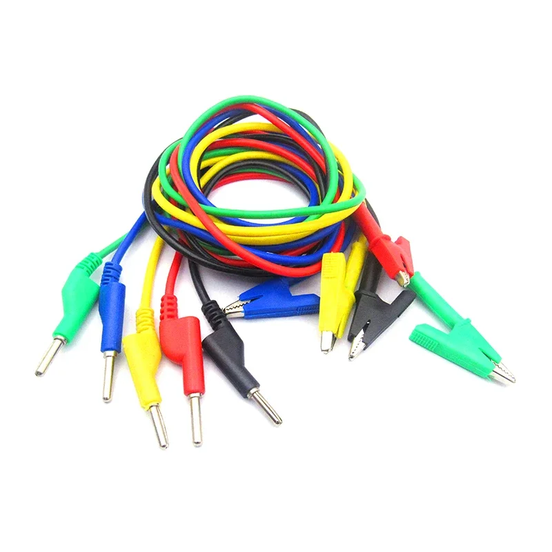 Cable de prueba de doble extremo de 1M, línea de voltaje eléctrico, 4mm, conector Banana, pinza de cocodrilo, multímetro 15A, cables de prueba DIY - imagen 4