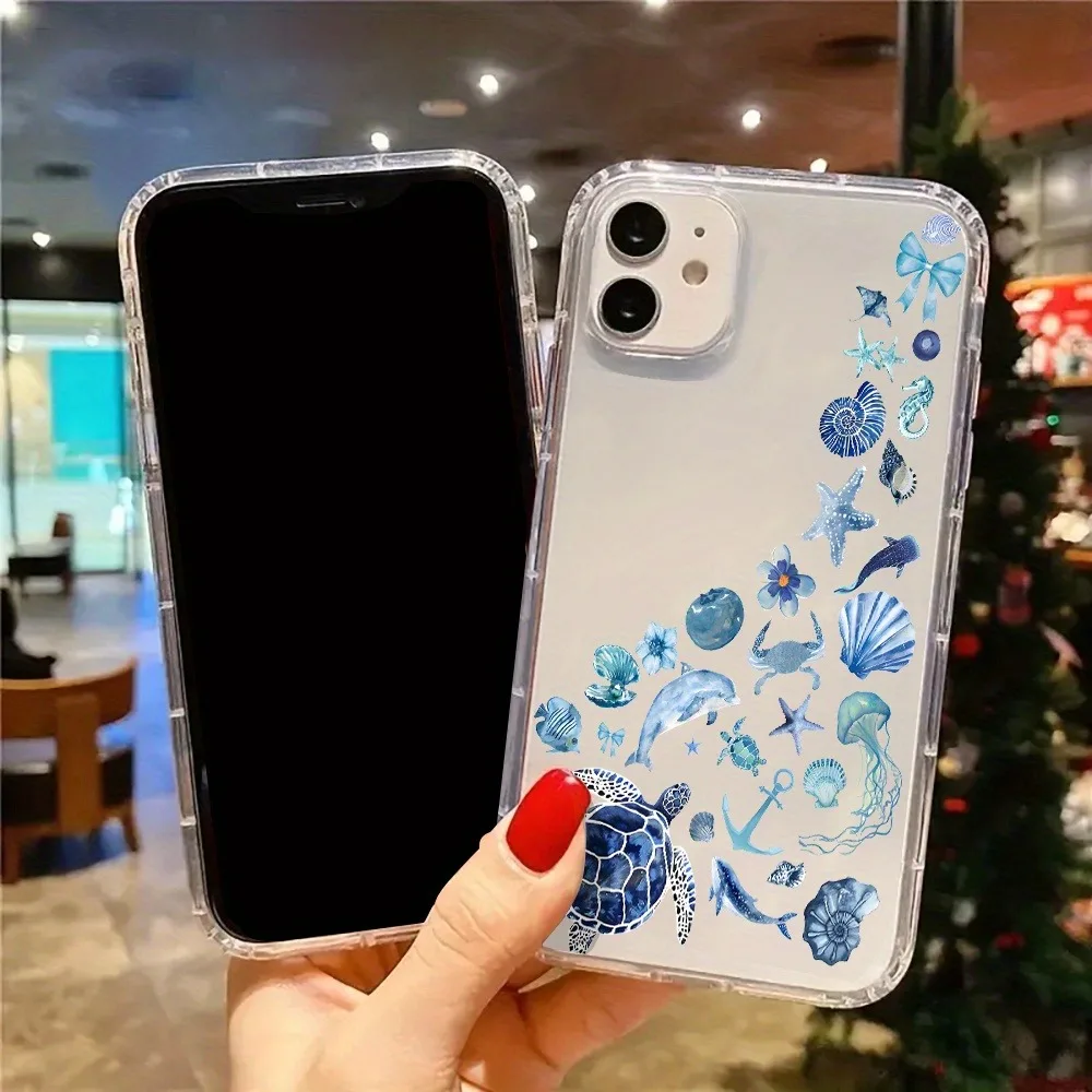 Para iPhone 16 15 14 Pro Max 13 12 11 Funda costera vaquera azul océano estético transparente para iPhone XS Max X XR 7 8 Plus Funda - imagen 4