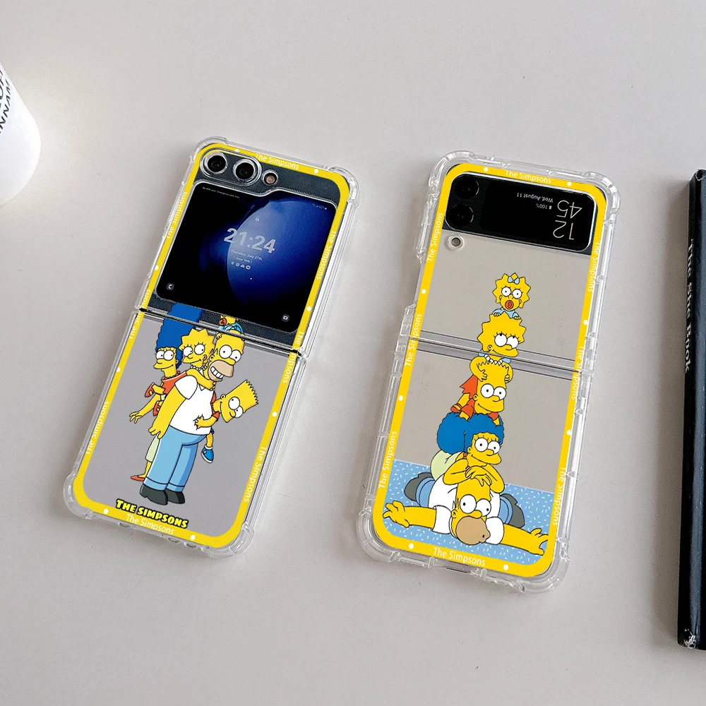 Funda de teléfono con dibujos de Los Simpsons para Samsung, carcasa trasera transparente anticaída para Galaxy Z Flip 3 4 Z Flip 5 6 Z Fold 4 5G PC - imagen 4