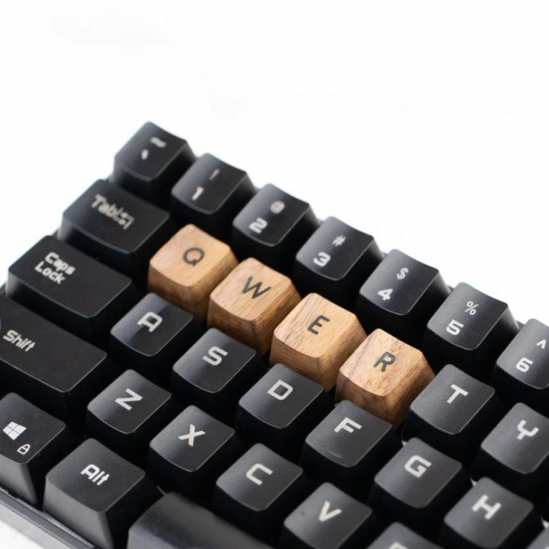 Teclas de madera de nogal grabadas, teclas de Teclado mecánico de madera maciza, personalizadas, translúcidas OEM, regalo personalizado - imagen 3