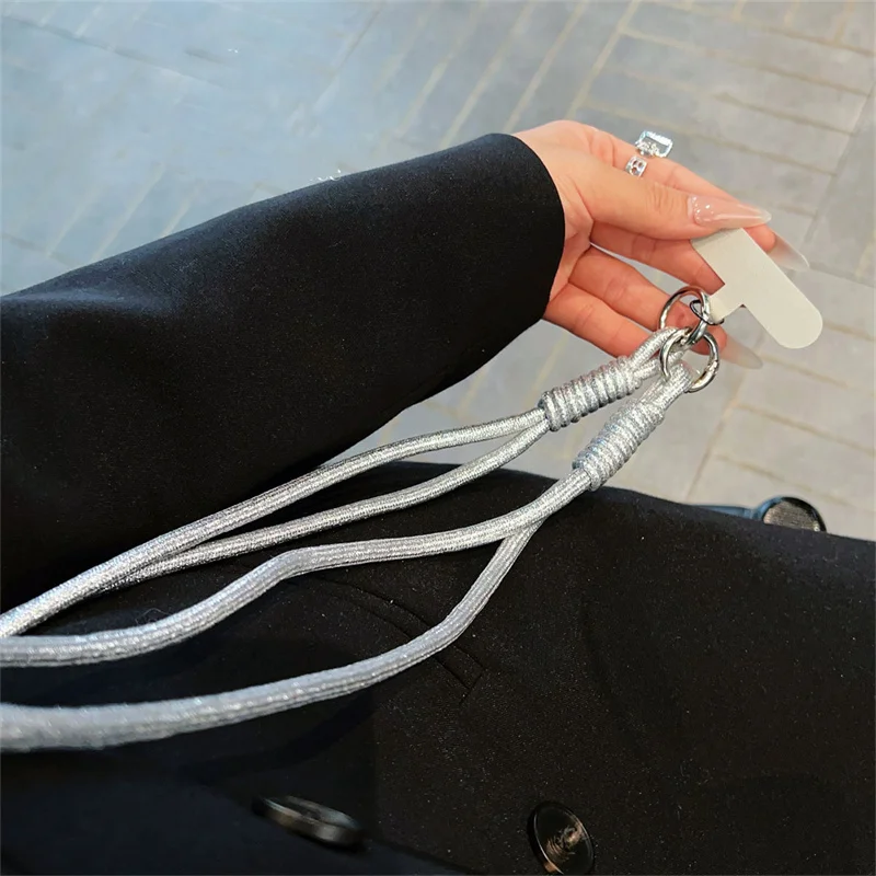 Cordón de teléfono dorado y plateado de lujo, funda Universal para exteriores, bandolera, tarjeta, cordón para el cuello, Clip para colgar, cordón antipérdida - imagen 3