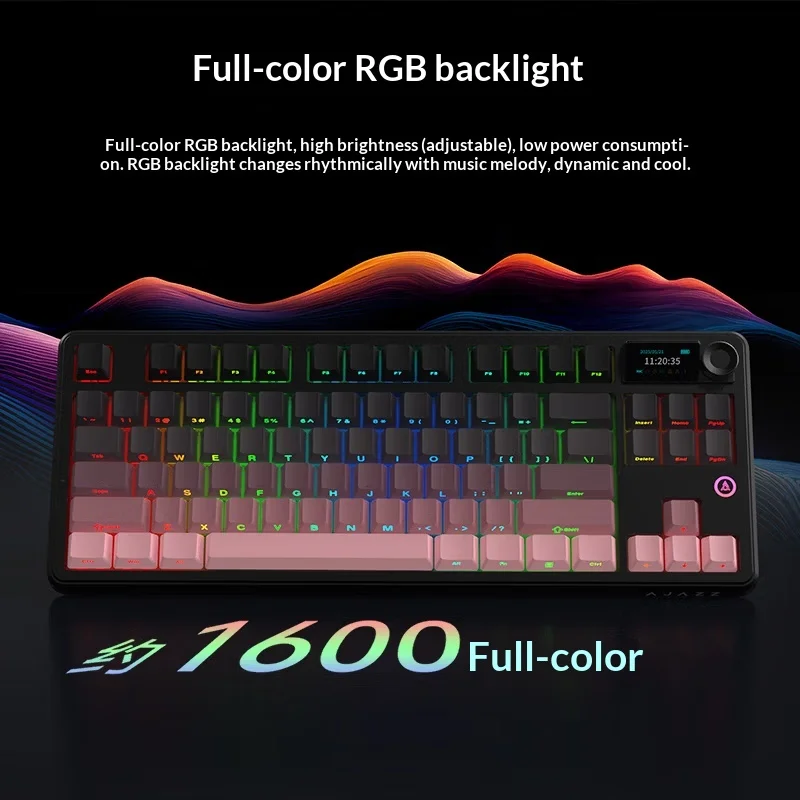 Teclado mecánico AJAZZ MK87 Prism Edition, teclado inalámbrico Bluetooth ergonómico RGB para juegos, 10000mAh con pantalla TFT de 1,14" - imagen 5