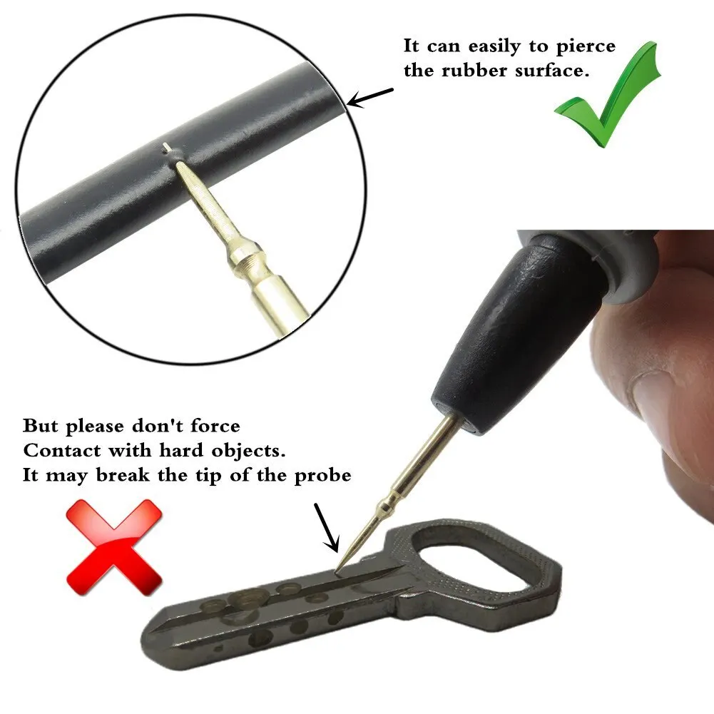 Sondas de cables de prueba para multímetro de 1000V y 20A, enchufe tipo banana, sondas multímetro digital de oro de 24 quilates, sonda de prueba eléctrica para la mayoría de los multímetros - imagen 4