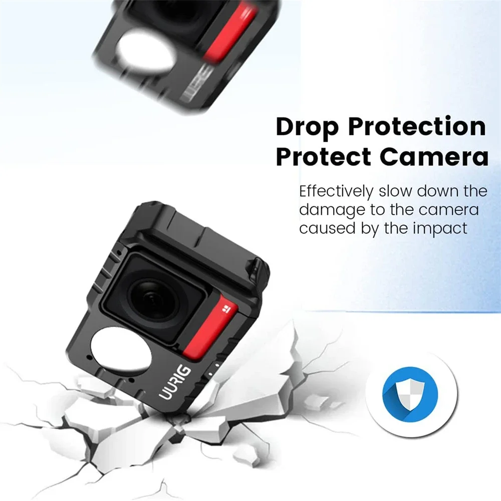 Jaula de montaje profesional para Insta360 One Rs 4X 1/4 "-20 hilos + zapatas frías duales, Base plegable y protección de lente, marco de conejo de aluminio - imagen 2