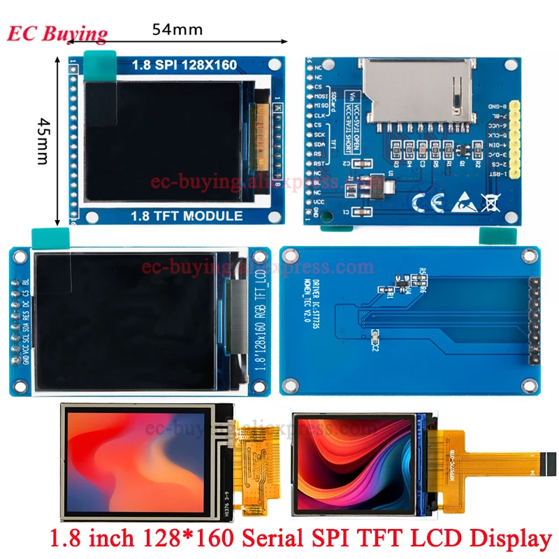1,8 "1,8 pulgadas 128x160 SPI pantalla LED TFT LCD a todo Color 128*160 módulo ST7735S 3,3 V reemplazar conector de alimentación OLED para Arduino 51