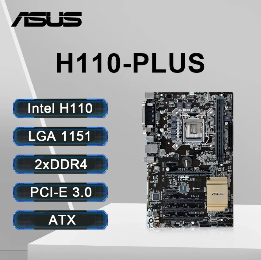 Placa base ASUS H110-PLUS compatible con i7-7700 6700K i5-7600 6500 i3-7300 CPU DDR4 32GB LGA1151 Intel H110 USB 3,0 PCIe 3,0 ATX