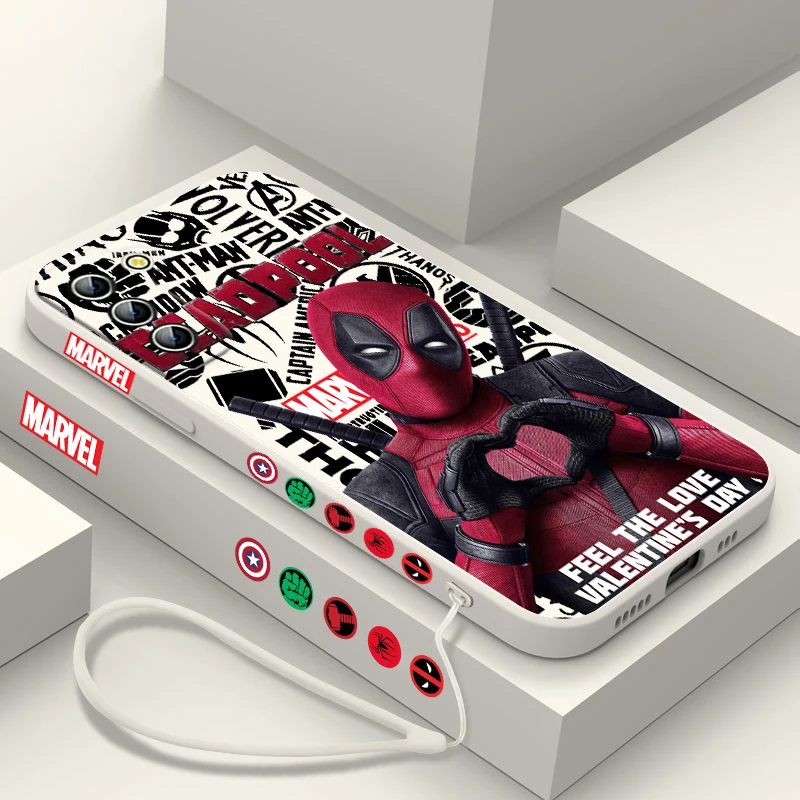 Funda de teléfono de superhéroe de Marvel Deadpool para Samsung Galaxy S24, S23, S22, S21, S20 Pro, FE Plus, funda de cuerda izquierda Ultra líquida - imagen 4