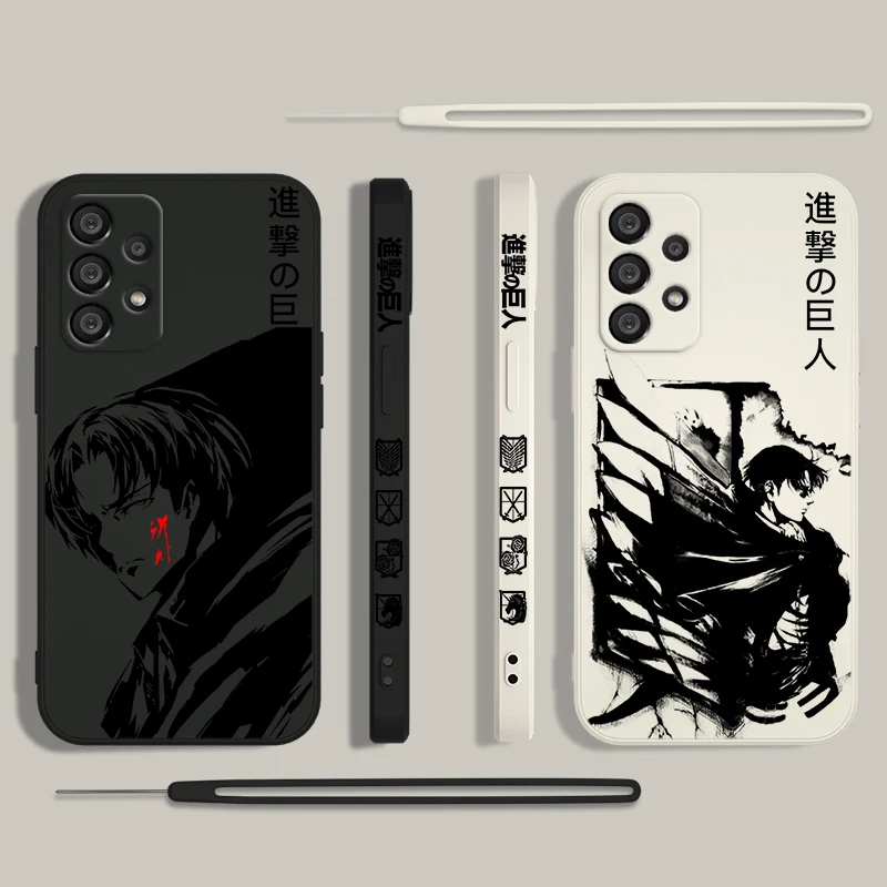 Funda de teléfono Attack On Titan Levi Ackerman para Samsung A55 A53 A33 A52 A32 A71 A51 A21S A35 A25 5G Funda de cuerda izquierda líquida - imagen 2