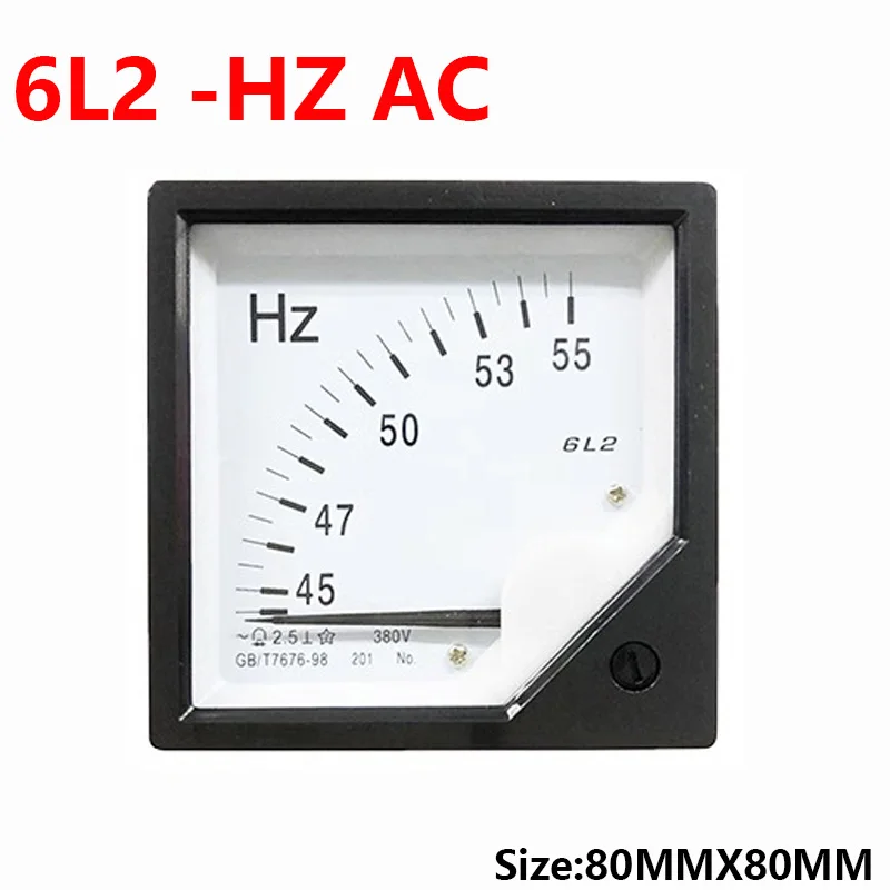 Medidor de frecuencia CA 6L2-Hz 45-55Hz 100V 220V 380V 6L2 medidor Hertz voltímetro puntero cuadrado medidor de voltaje 80*80mm