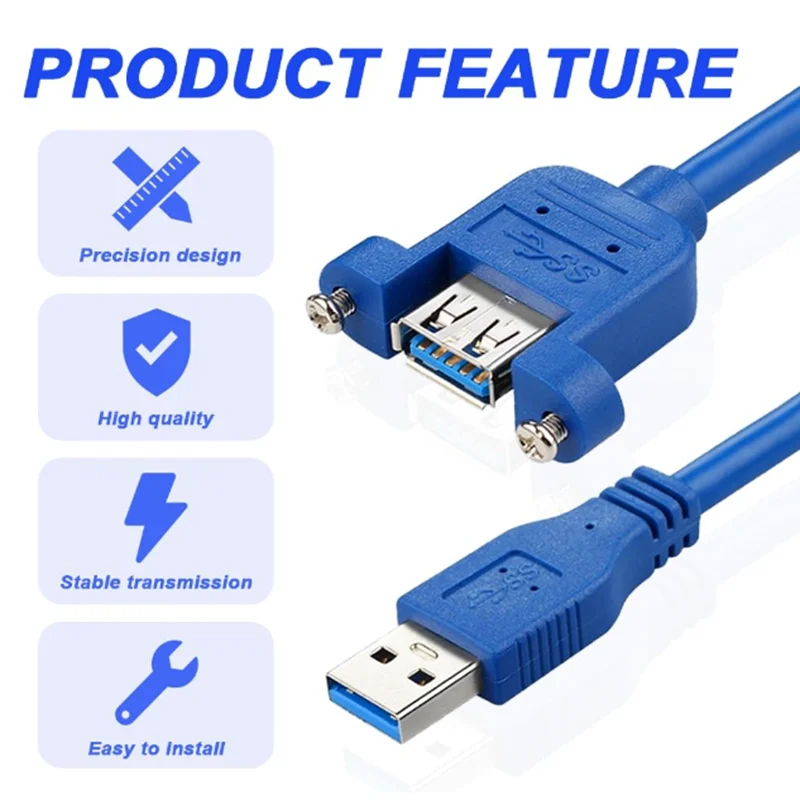 Cable de extensión de montaje en panel USB3.0 USB A, cable de extensión de datos y carga USB A macho a hembra con destornillador, tornillos - imagen 4
