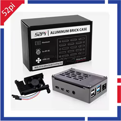 52Pi Carcasa Raspberry Pi 4 Modelo B Aluminio - Ventilador Silencioso Ladrillo Negro