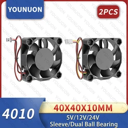 Ventilador PC 4010 40x40x10 mm, cojinete de bolas 2 pines, DC 5/12/24V