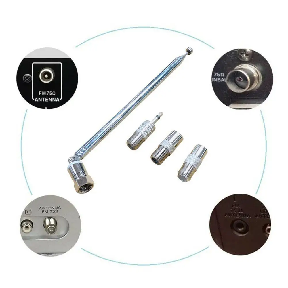 Adaptador de antena de varilla de 3,5mm, reemplazo de antena de Radio FM, tornillo telescópico, Conector de enchufe macho tipo F, amplificador de receptor estéreo AV - imagen 5