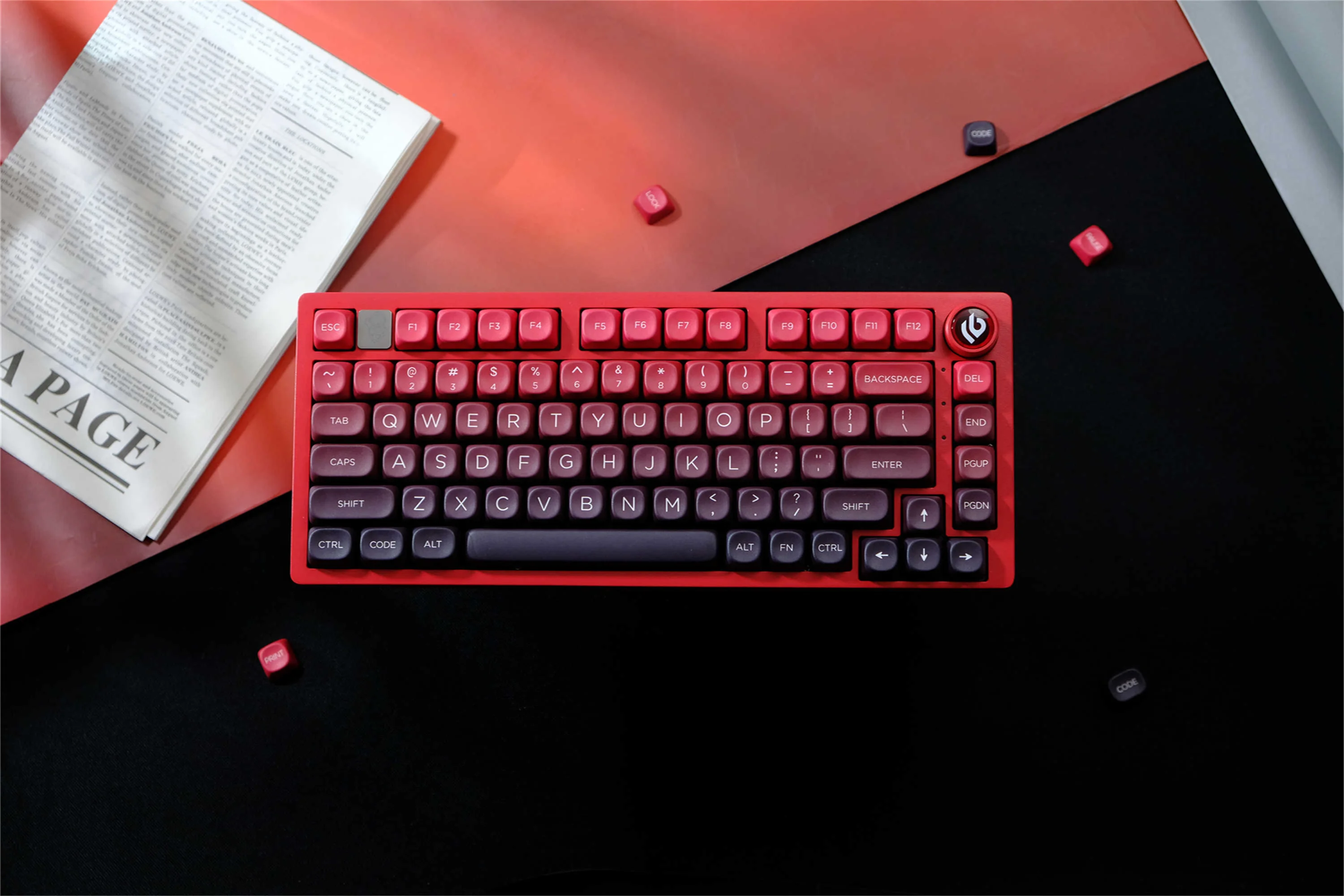 Teclas con gradiente rojo, 126 teclas, teclas PBT, perfil MOA XOA, DYE-SUB para interruptor MX, teclado mecánico, diseño ISO ANSI