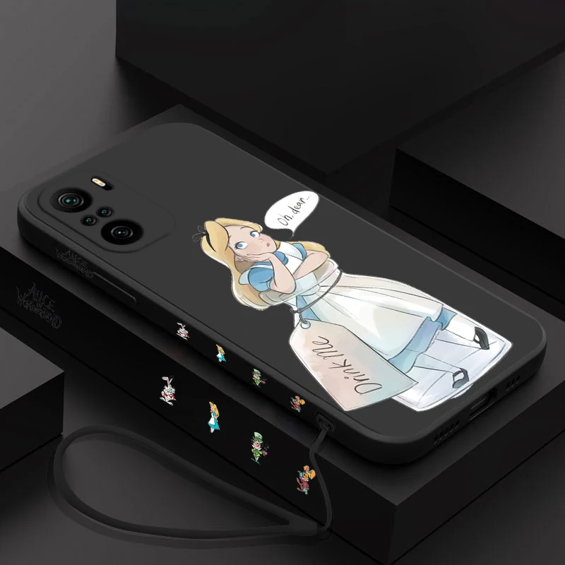 Funda de teléfono de Alicia en el país de las maravillas para Xiaomi Redmi Note 13, 12, 12Pro, 11, 11S, 11T, 10S, 10 Pro Plus, 5G, cuerda líquida izquierda