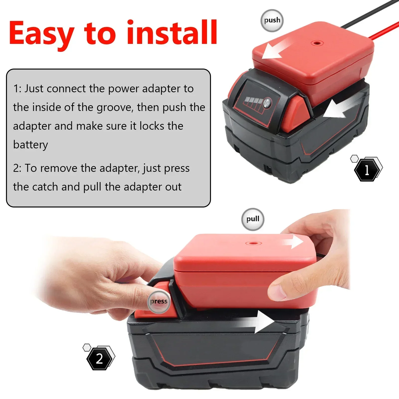 Adaptador para baterías de iones de litio serie Milwaukee M14 M18 14,4-18V fuente de alimentación externa conector DIY interruptor de E/S adaptador de fusible 30A - imagen 4