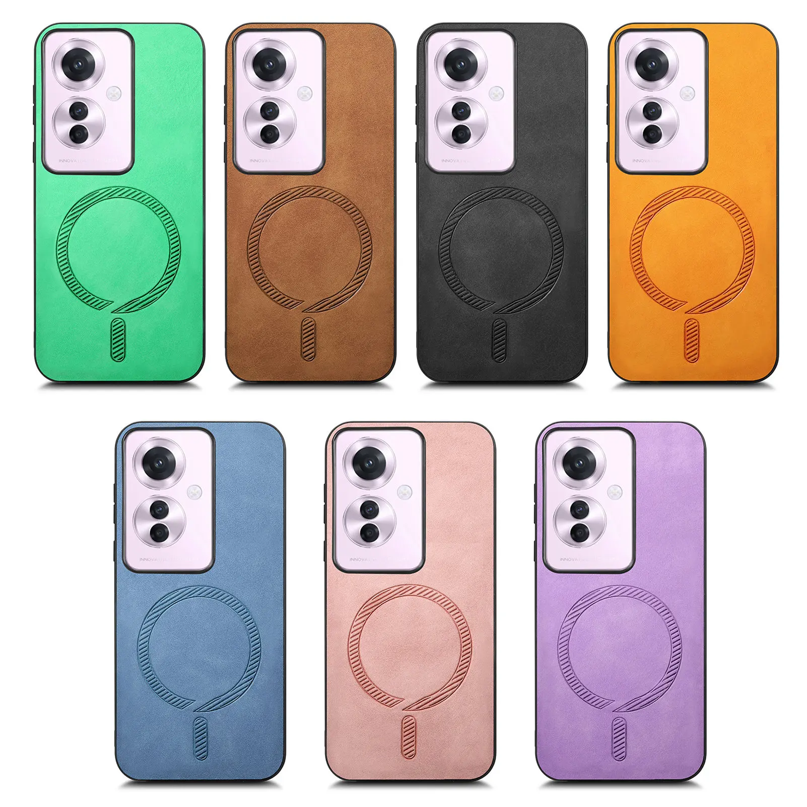 Funda magnética para OPPO Reno 12 Pro 11 A58 A78 4G Find X8 Realme 13 Plus 5G, funda trasera a prueba de golpes con sensación de piel de carga inalámbrica - imagen 2