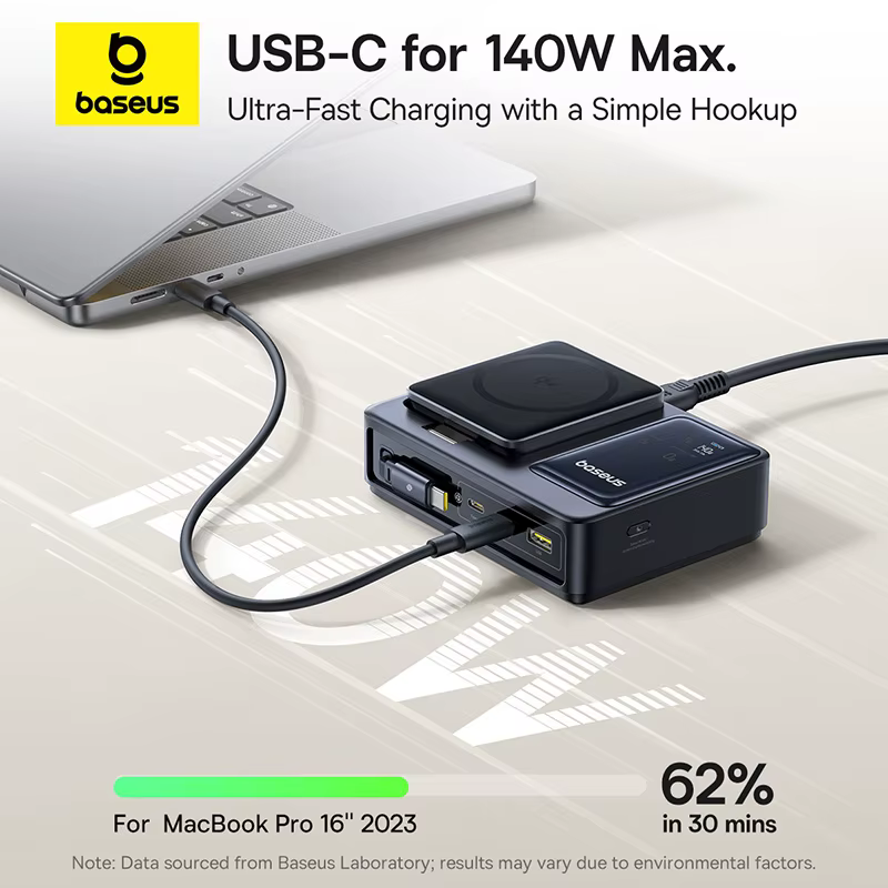 Baseus Nomos 140W Cargador USB-C Rápido para Tablet y Portátil