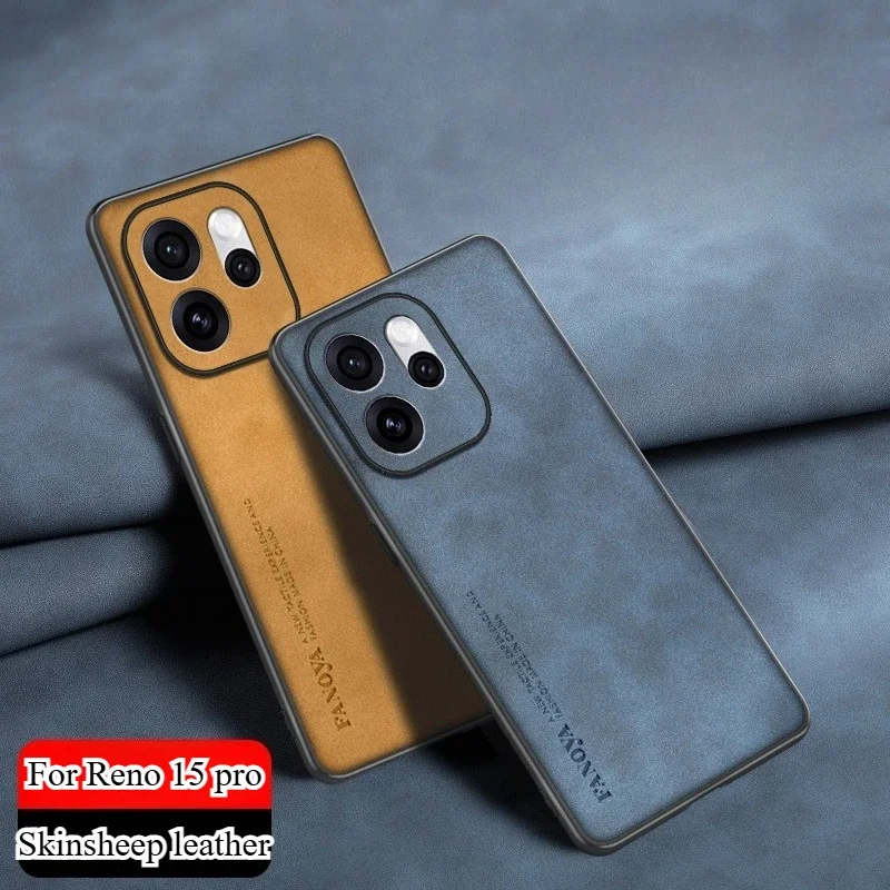 Para OPPO Reno 15 Pro piel de oveja liso PU Funda de teléfono de cuero para Reno15 15Pro a prueba de golpes mate duro cubierta protectora de parachoques - imagen 2