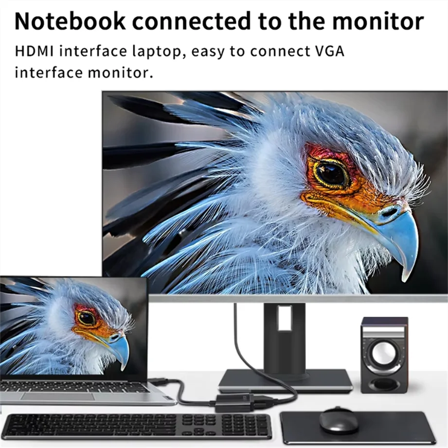 Adaptador HDMI a VGA de 1080P, convertidor de Cable VGA analógico Digital compatible con HDMI macho a hembra para PC, portátil, tableta, HDTV - imagen 5
