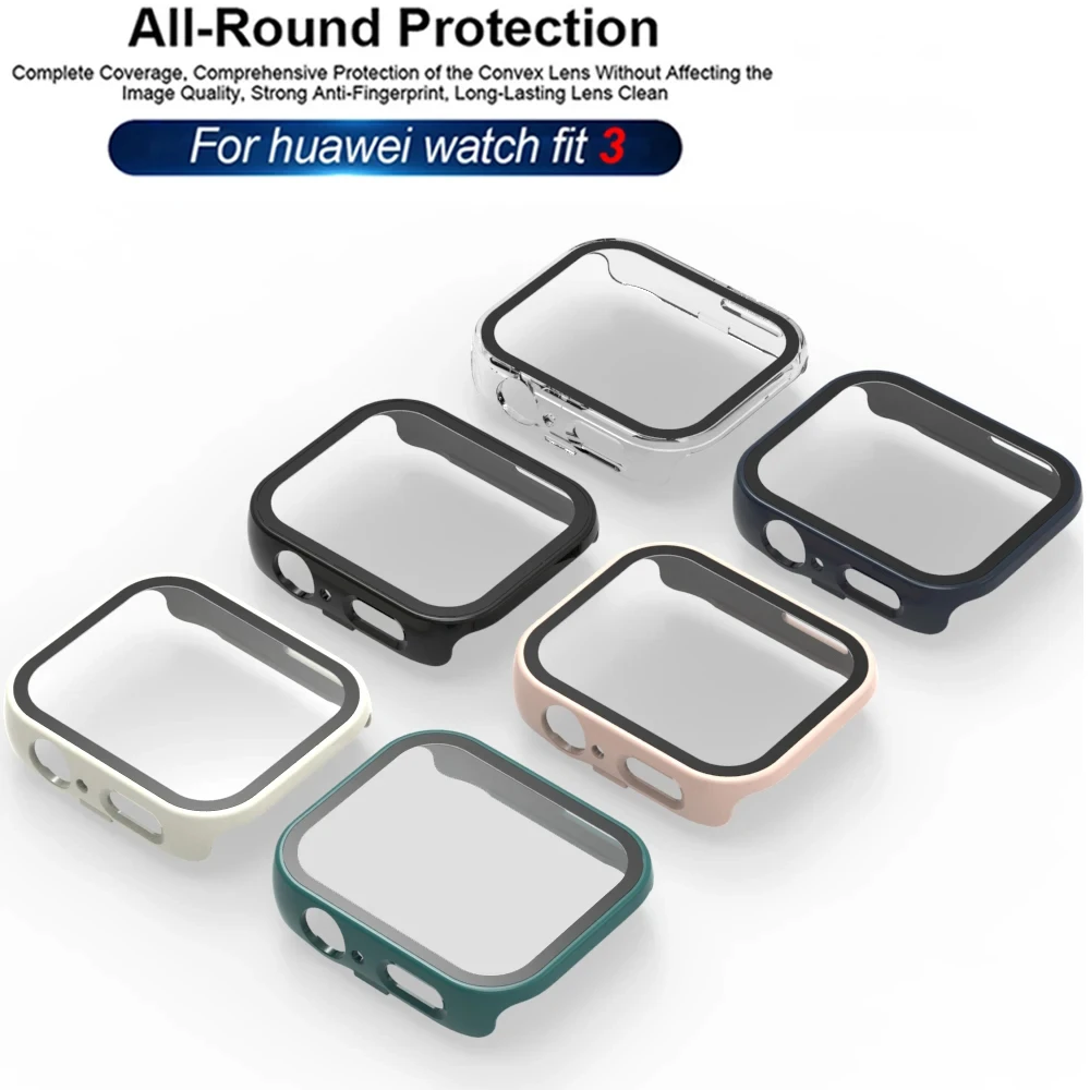 Vidrio + funda para Huawei Watch Fit 3 Protector de pantalla integral parachoques duro de PC caja de reloj de vidrio templado correa Huawei Watch Fit 3 - imagen 2