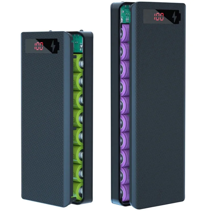 8/10*18650 banco de energía soporte de caja de batería portátil Dual USB tipo C carcasa de carga para iPhone Xiaomi Huawei 18650 fundas de batería