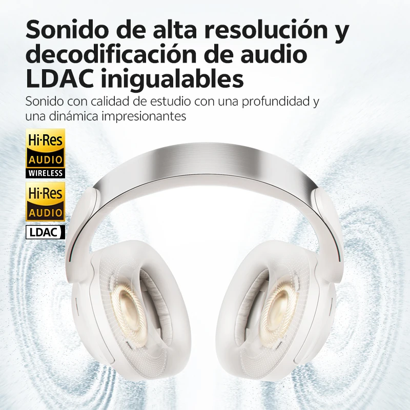 QCY-auriculares por encima de la oreja, cascos con sonido espacial LDAC de alta resolución, H3S -56dB, inalámbricos ANC adaptables, Bluetooth 6,0, doble controlador 102H - imagen 3