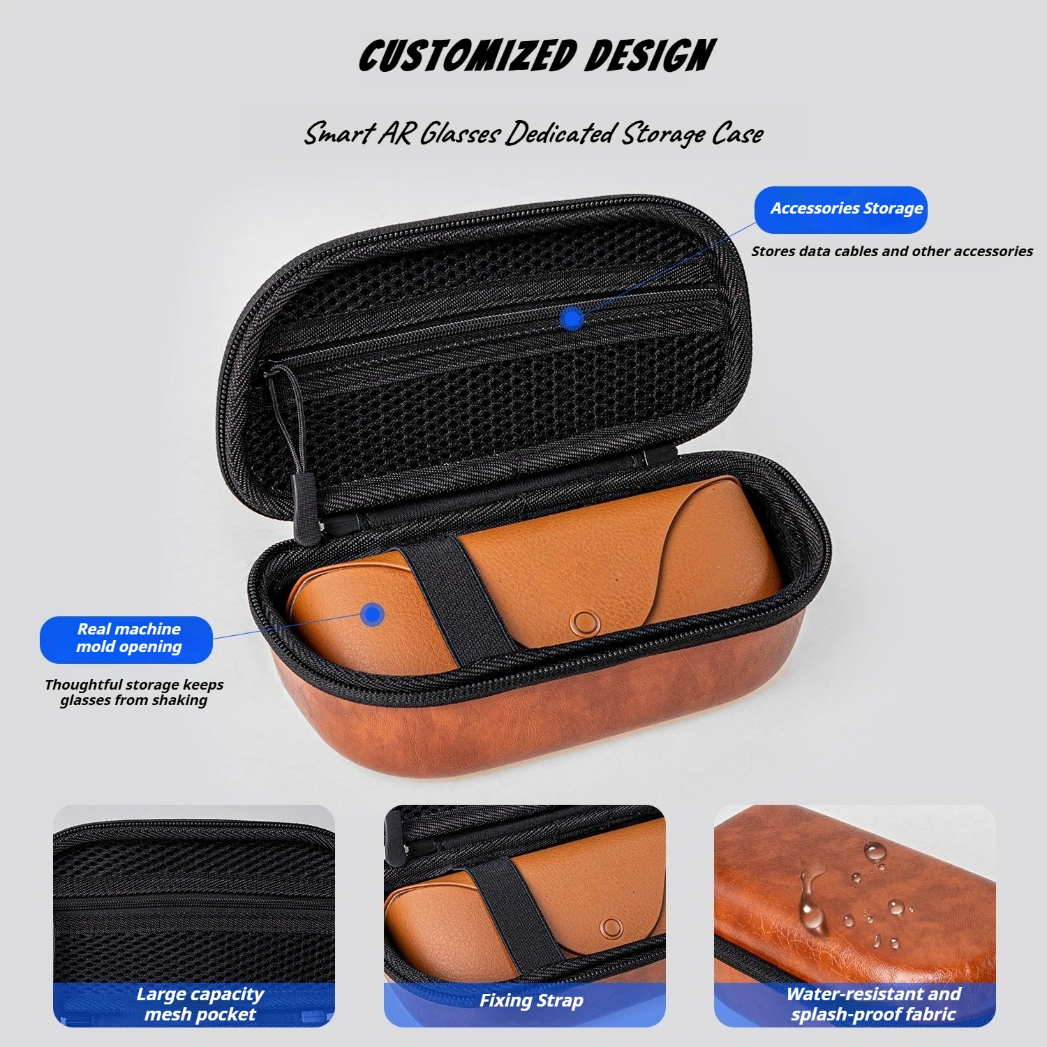 Estuche de transporte duro EVA para gafas inteligentes Ray-Ban Meta Wayfarer/Skyler/Headliner AR, bolsa de almacenamiento protectora impermeable - imagen 3