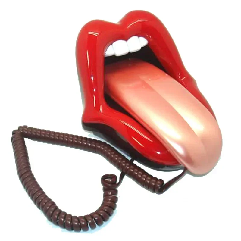 Teléfono con cable para estiramiento de lengua divertida, labios sexys, boca, con indicador LED, dial de audio/pulso, teléfono fijo de mesa - imagen 3
