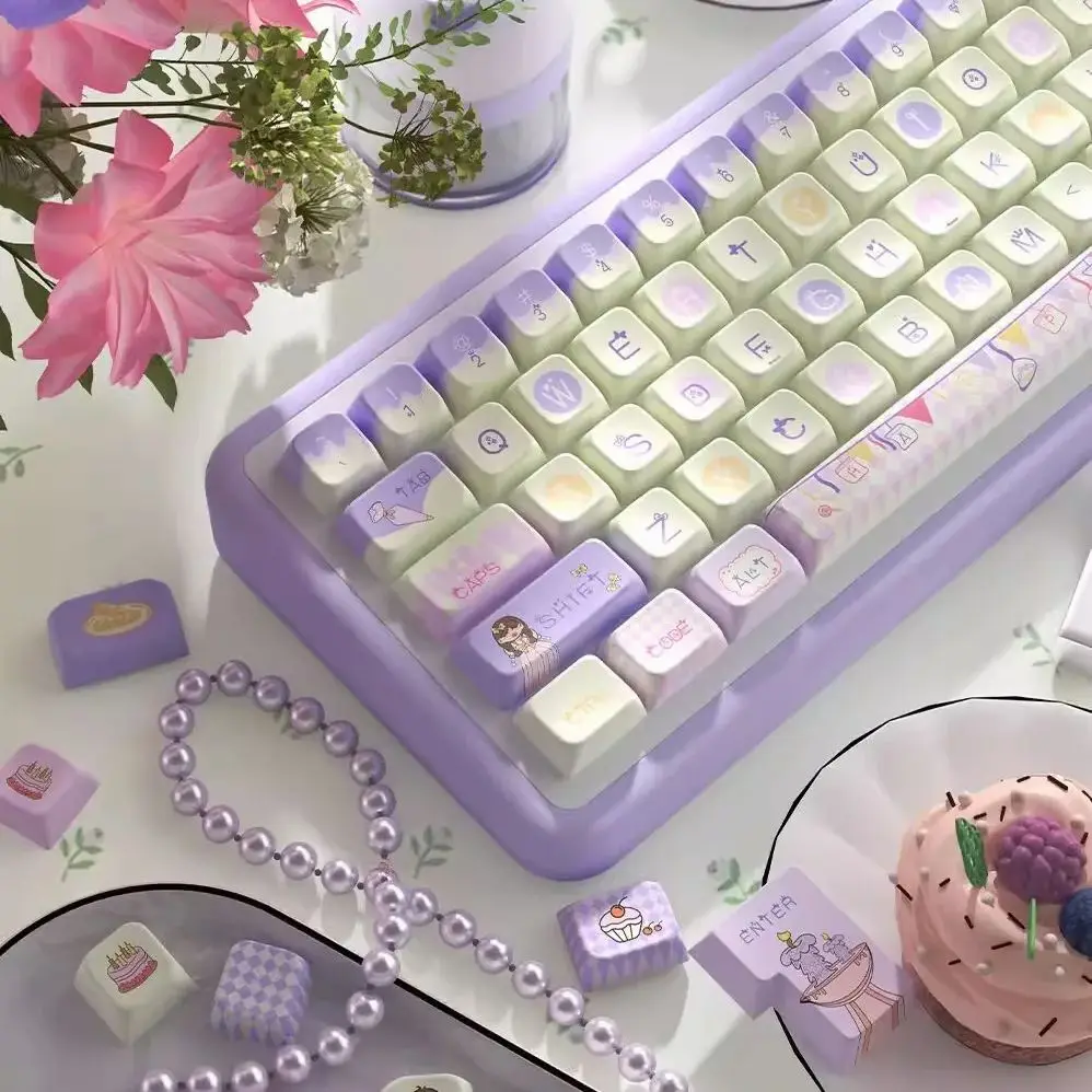 Juego de teclas de feliz cumpleaños, 158 teclas, perfil MDA, teclas de sublimación de tinte PBT para teclado mecánico Cherry MX Switch - imagen 2